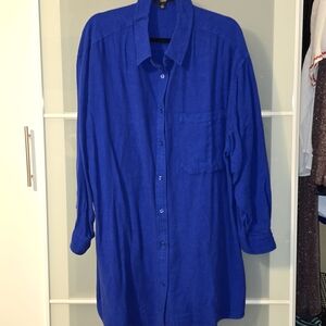 ellos Royal Blue Linen Blend Shirt